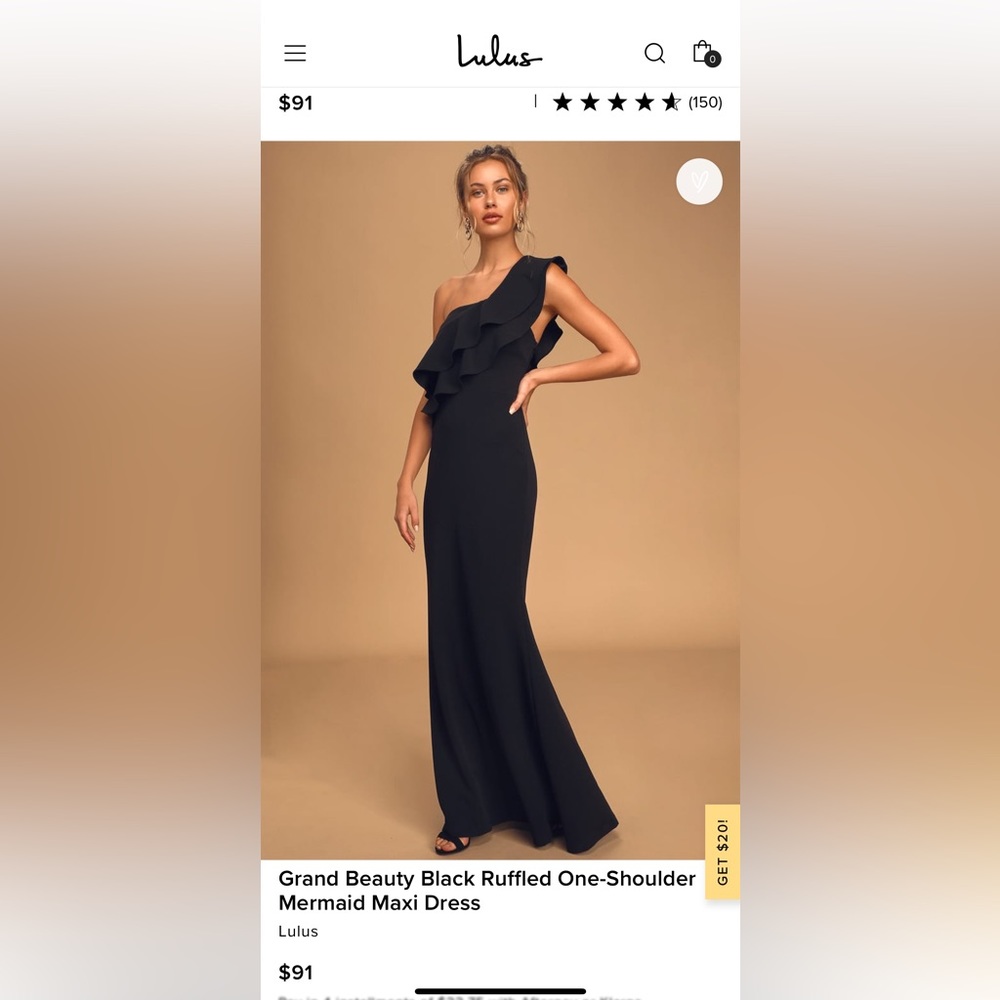 Lulus grand beauty black ruffled one shoulder mermaid dress